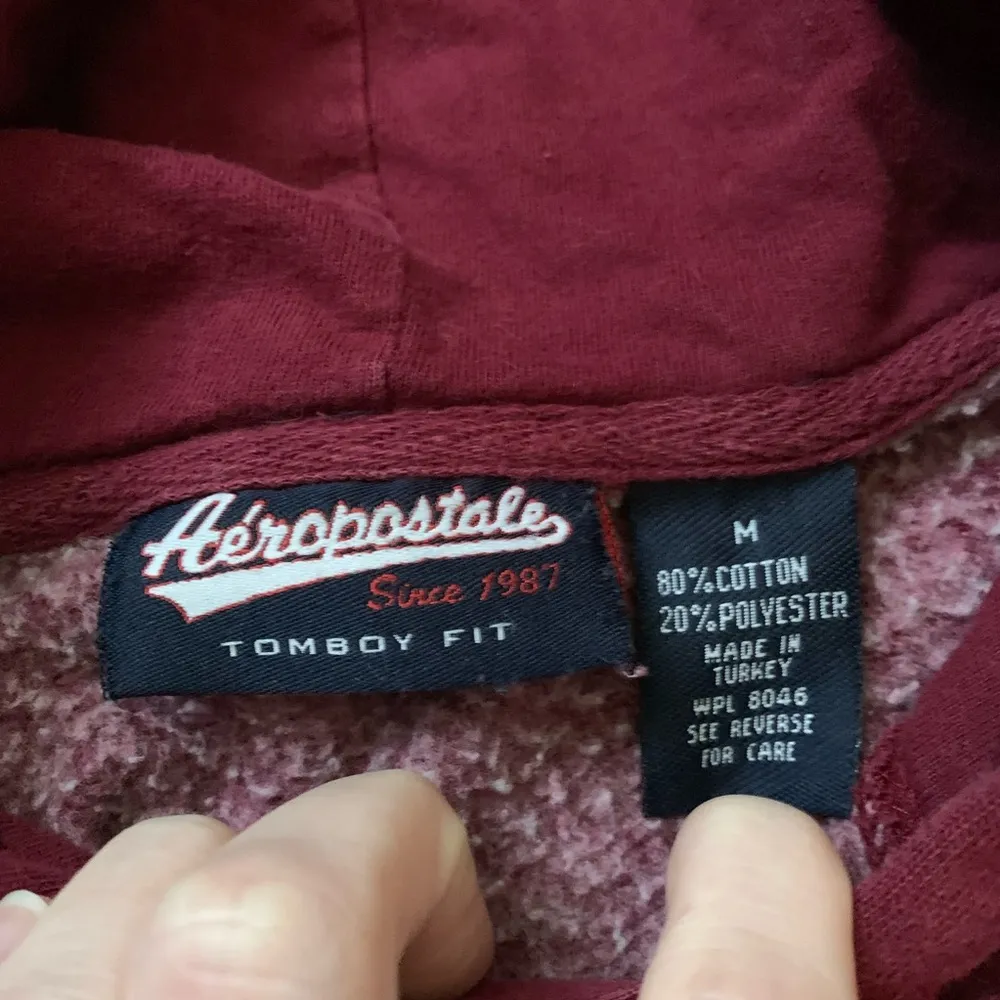 Burgundy medium Aeropostale hoodie w/ pink letters - Image 6