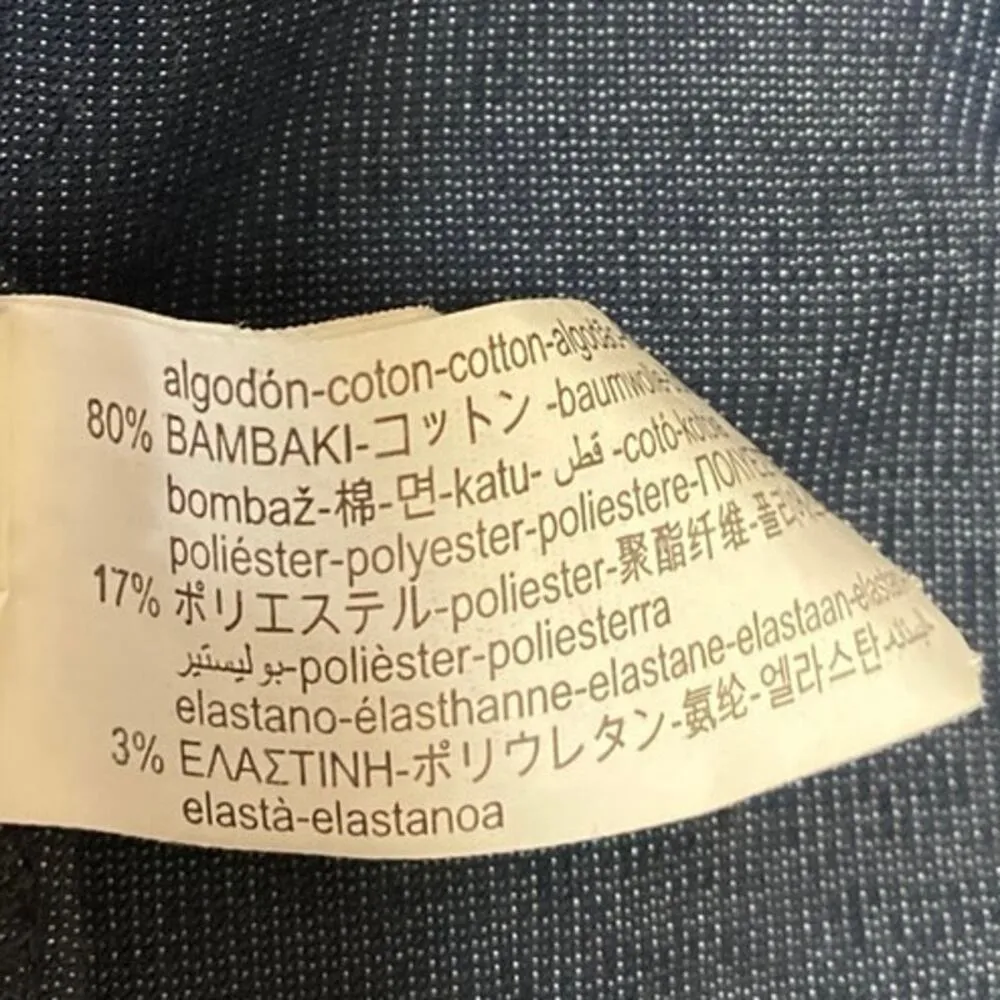 Zara Blue High Waisted Front Slit Zip Mini Straight Pencil Denim Skirt Skort MN - Image 5