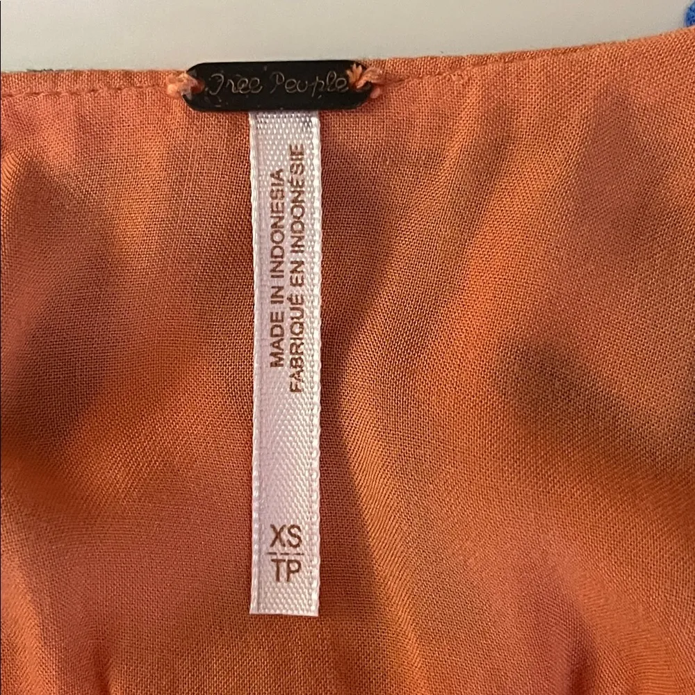 Free People Dear You Mini Boho Dress Orange Blue Floral XS - Image 6