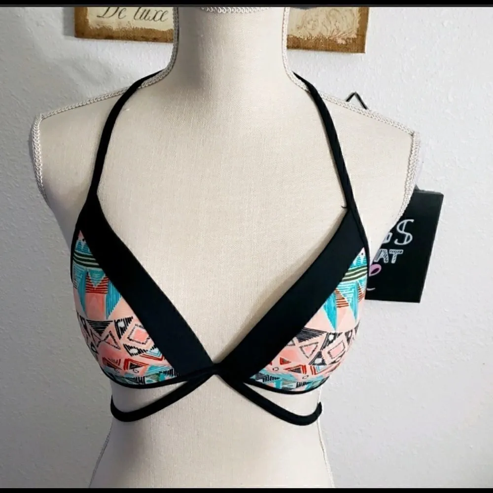 Black Green Multicolor Underwire Padded Triangle Swimwear Lot Of 3 Bikini Top M Black Size M - Image 2