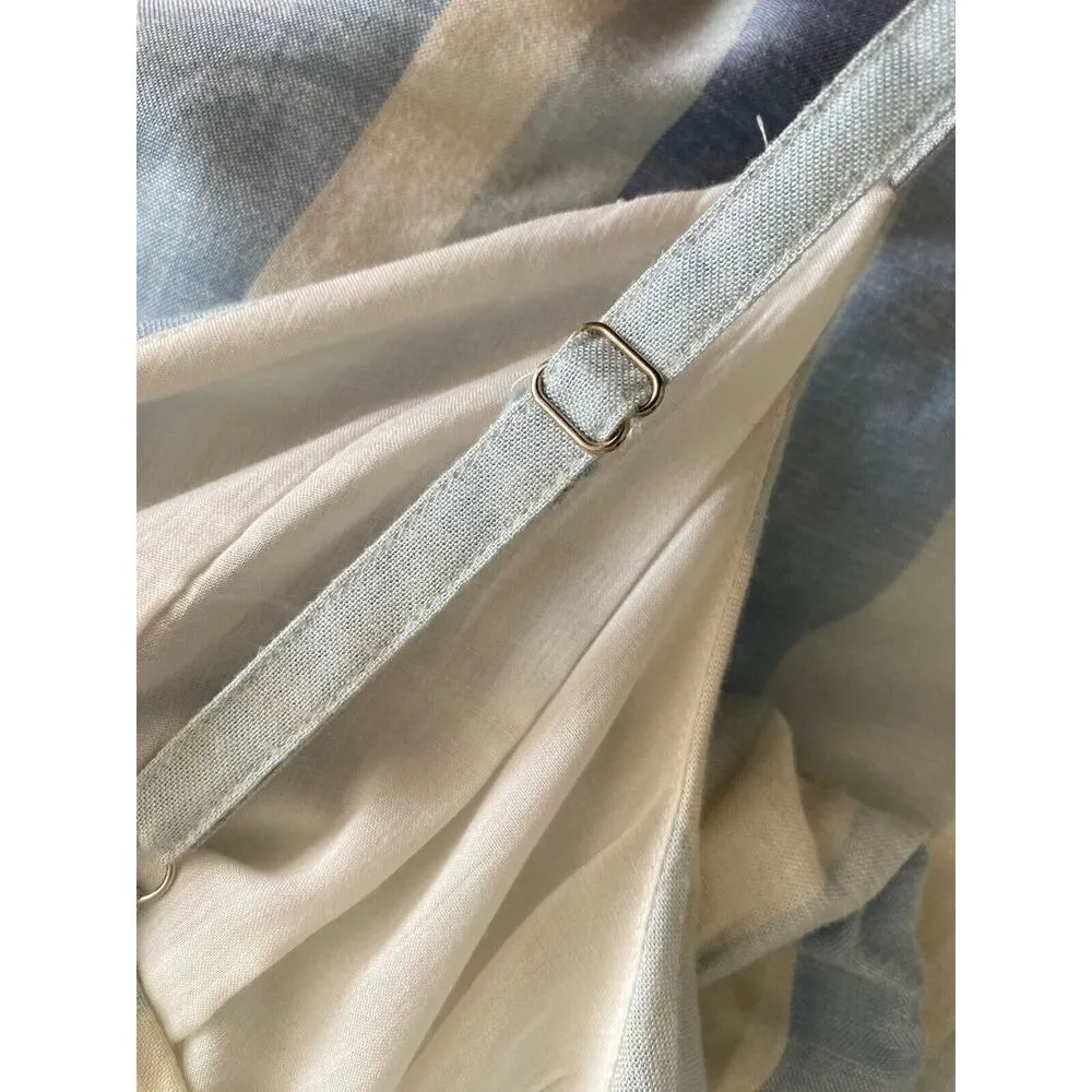 New Joie Linen Blend Stripe Dress Spaghetti Strap Blue Mommy & Me 10 w/ headband - Image 10