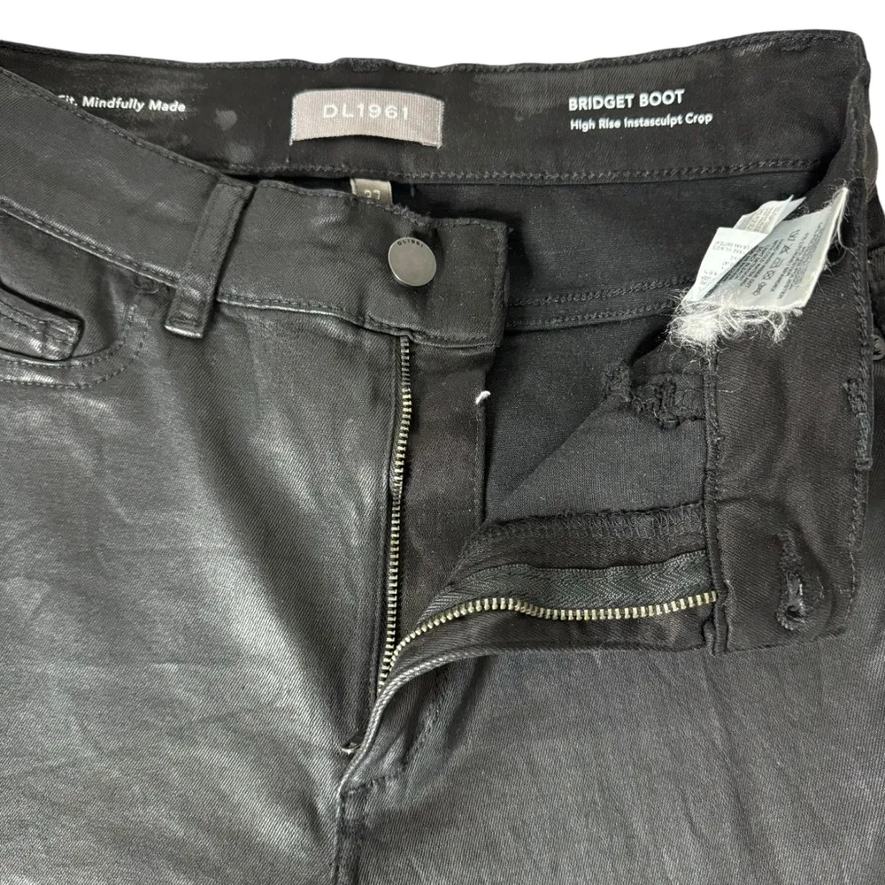 DL1961 Bridget Boot High Rise Instasculpt Crop Jeans Black Coated 27 - Image 7