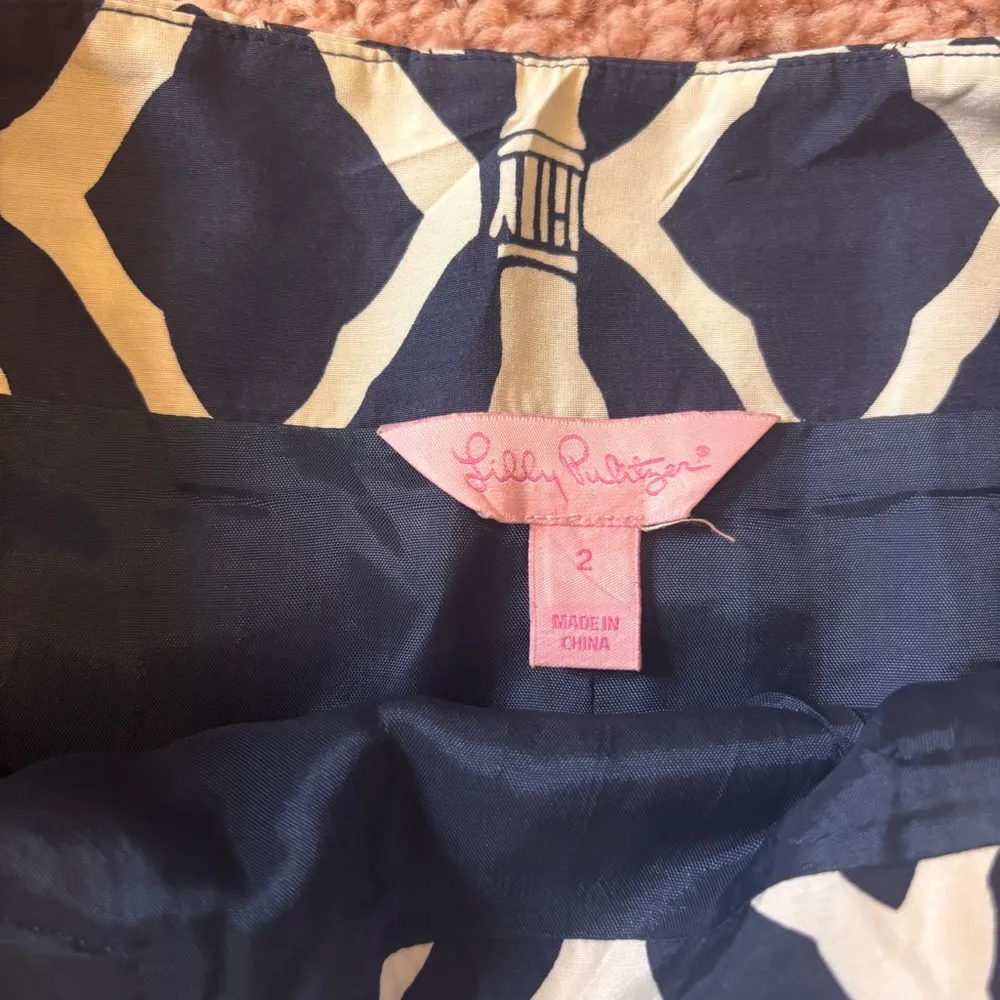 Lily Pulitzer Navy Trellis Silk Blend Pleated Skirt - Size 2 Retail $98 - Image 5