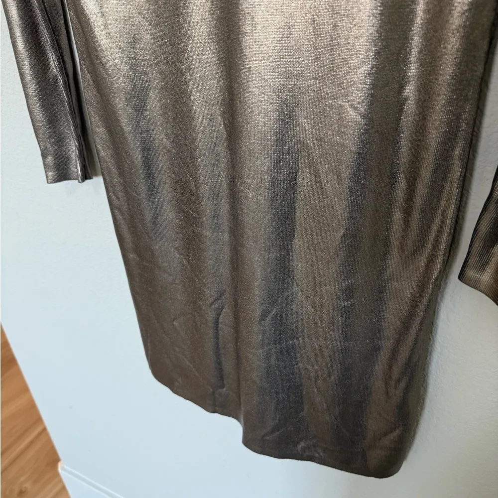 COS Metallic Pewter Silver Long Sleeve Knit Sweater Dress XS Extra Small - Image 10