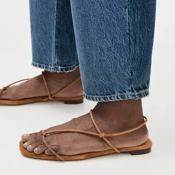 NWT Loeffler Randall Eleanor Strappy Flat Suede Sandals in Cacao Brown Size 9 US - Image 10