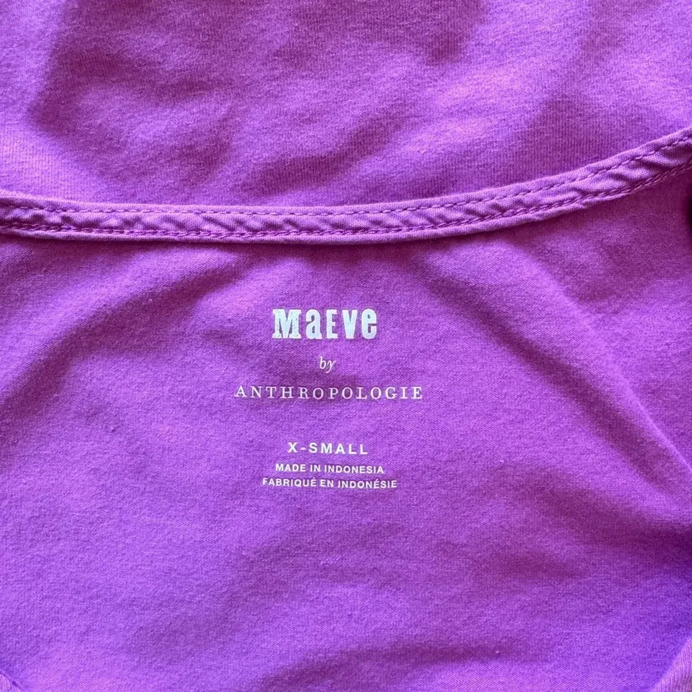 Women's Maeve Anthropologie Purple Rouched Butterfly Short Sleeve Blouse Size XS - Image 7