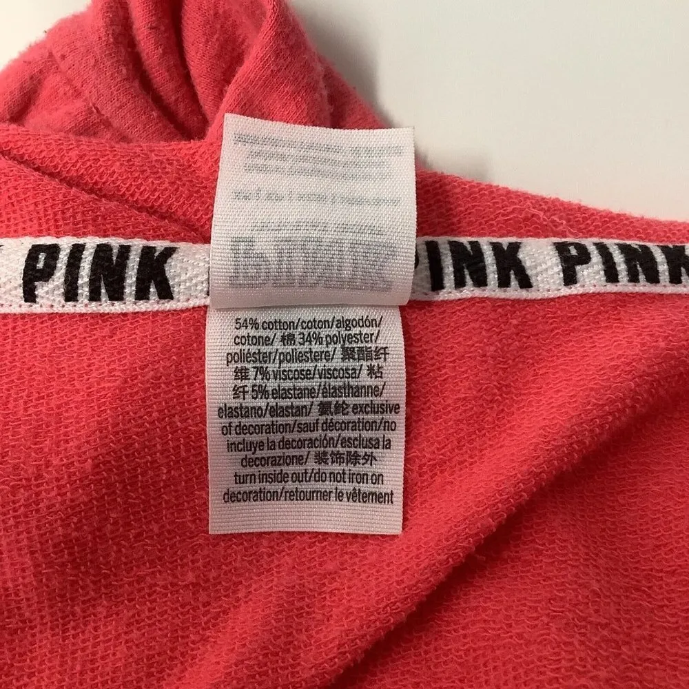 Victoria Secret Size XS Coral Pink Printed Sleeve Hooded Jacket. Preloved - Image 6