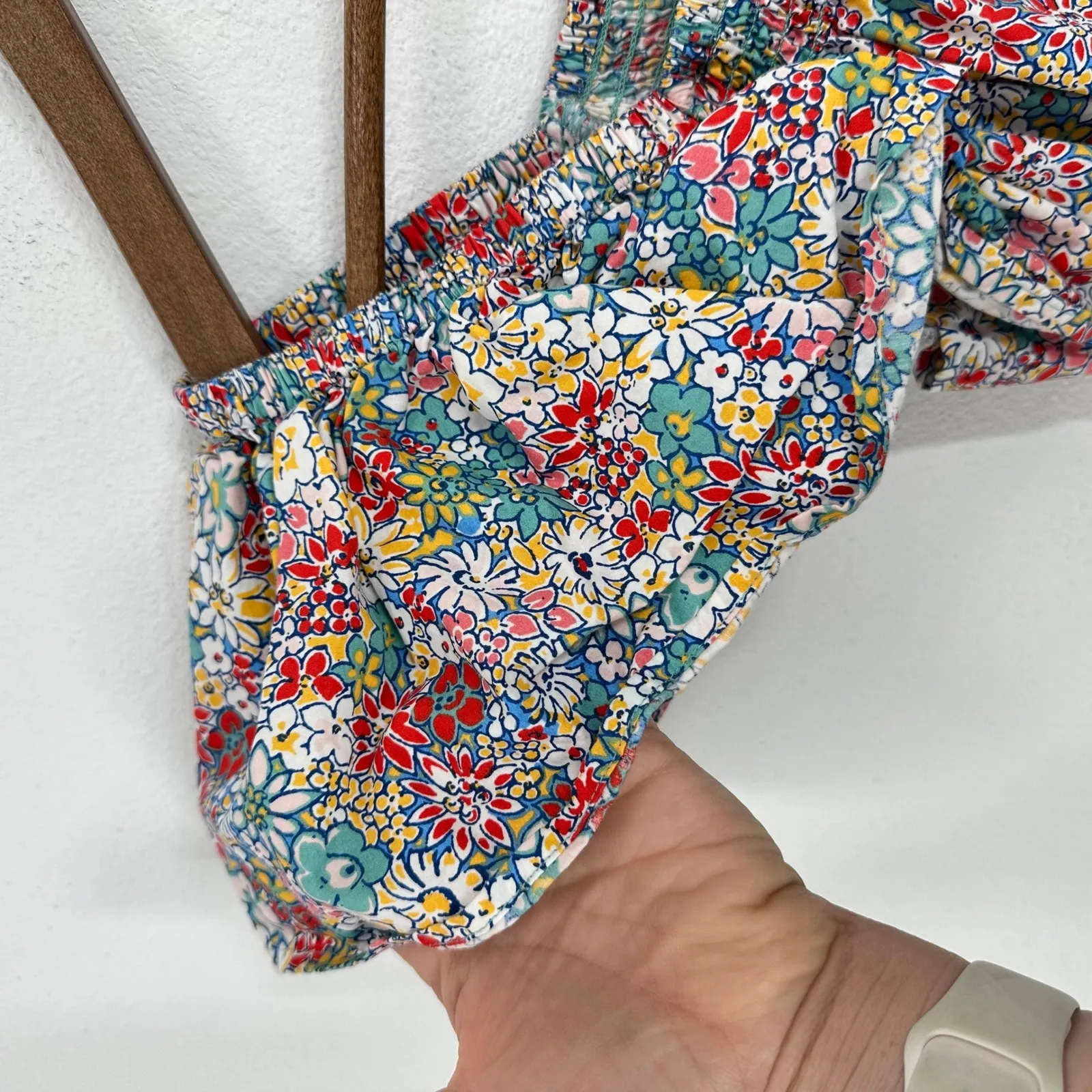 Nordstrom Floral Print Smocked Top Flutter Sleeve Women's XS Summer‎ Blouse - Image 7