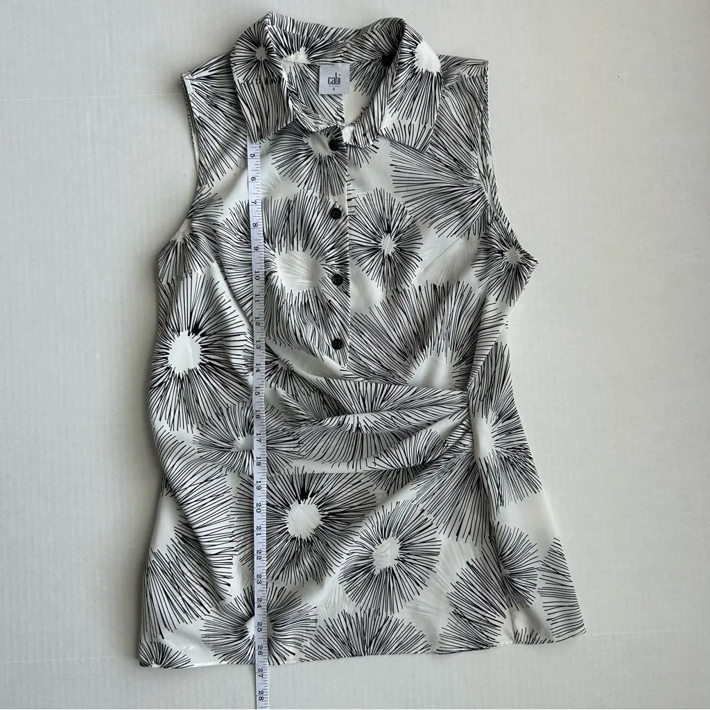 CAbi Women's White Collared Sleeveless‎ Priority Blouse Small #5228 - Image 5