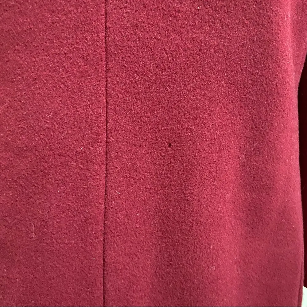 Vintage  Wine Burgundy Red Wool/Cashmere Blend Trench Peacoat Size S - Image 10
