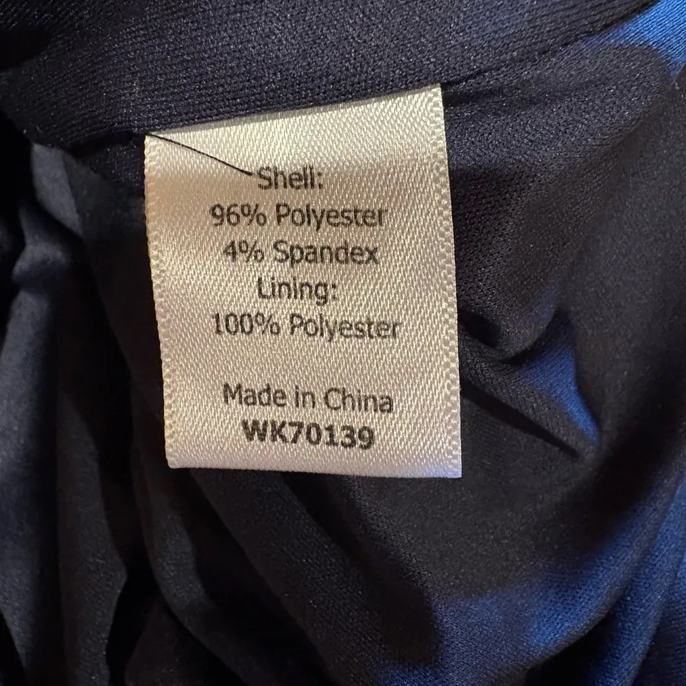 41 Hawthorn navy blue sleeveless dress w/black faux leather trim along the sides - Image 11