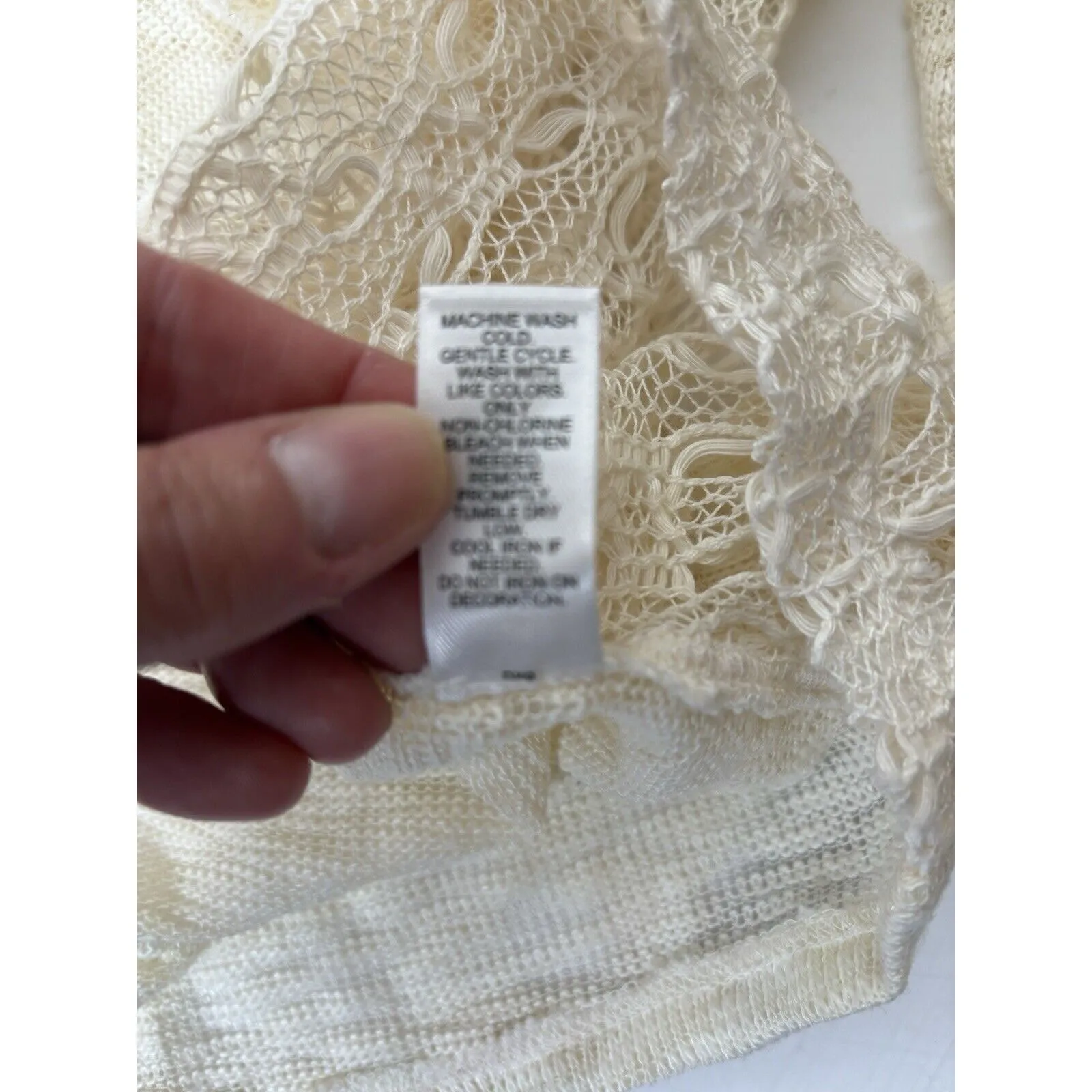 Catos Womens Size 22/24W Sweater Long Sleeved Lace Sides Lightweight Cream Boho - Image 7