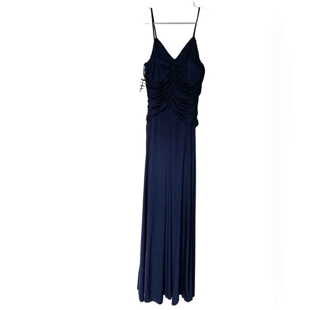 Julia Jordan Navy Blue Sleeveless Front Twist Drape A-Line Maxi Evening Gown - Image 5