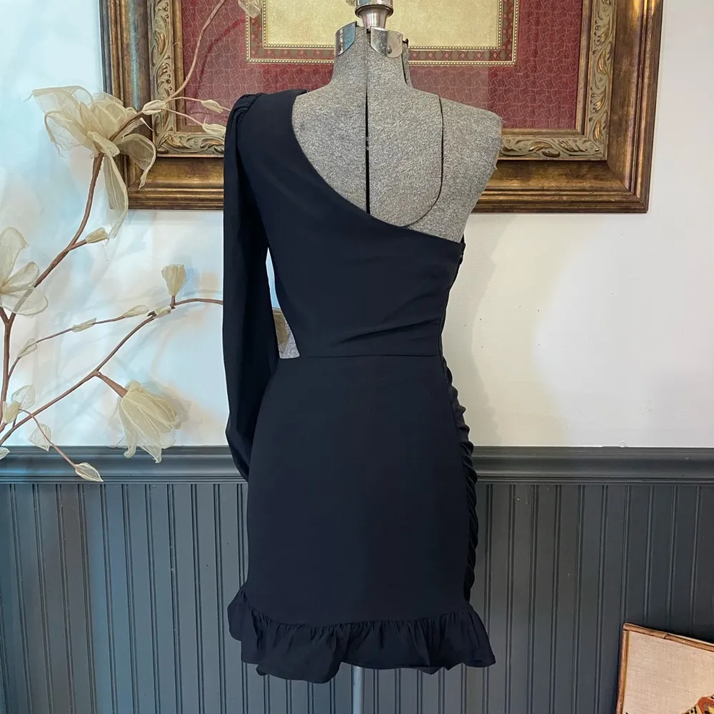 Blue Blush Asymmetrical Cutout Ruffle Hem Formal Dress ~ Size Small 💚🍄 - Image 3