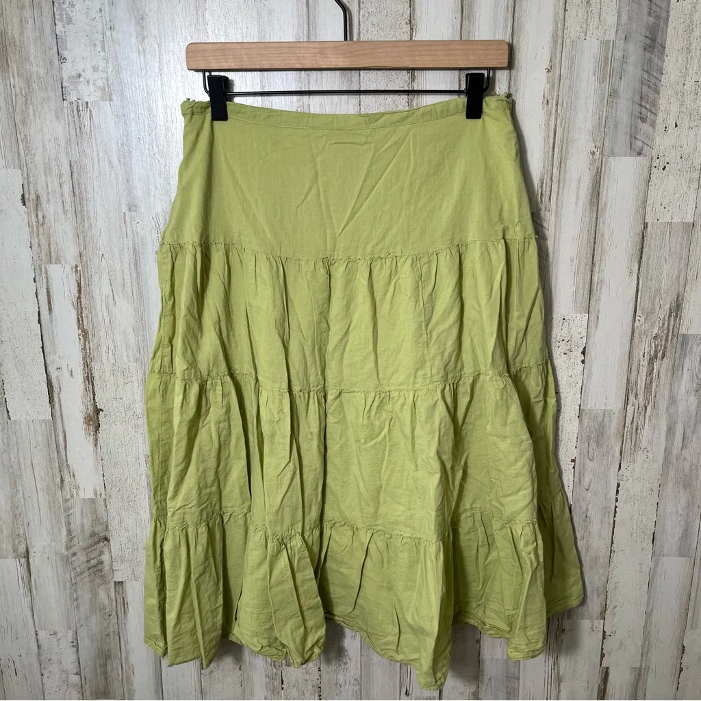 Vintage Y2K Olive Green Tiered Sequin Midi Skirt‎ Cotton Womens Size 7/Medium - Image 5