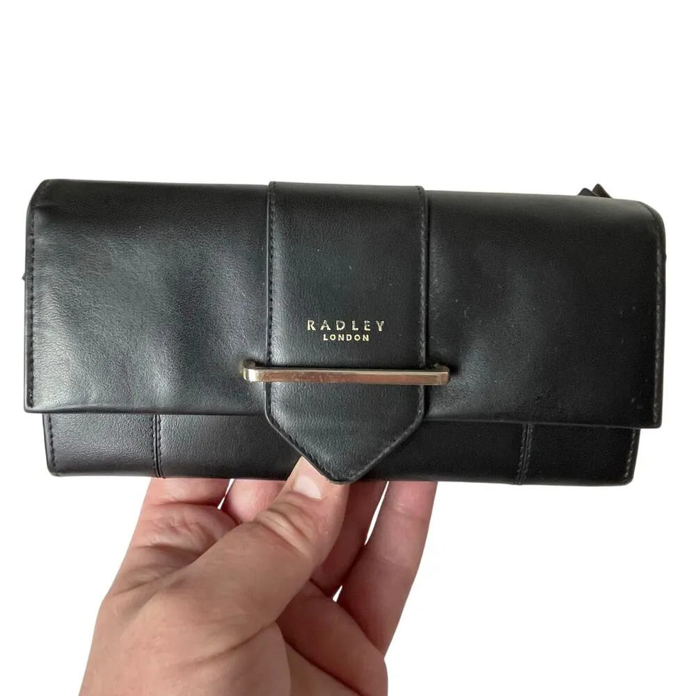 RADLEY London Women’s Black Leather Satchel Crossbody Bag Wallet Set - Image 11