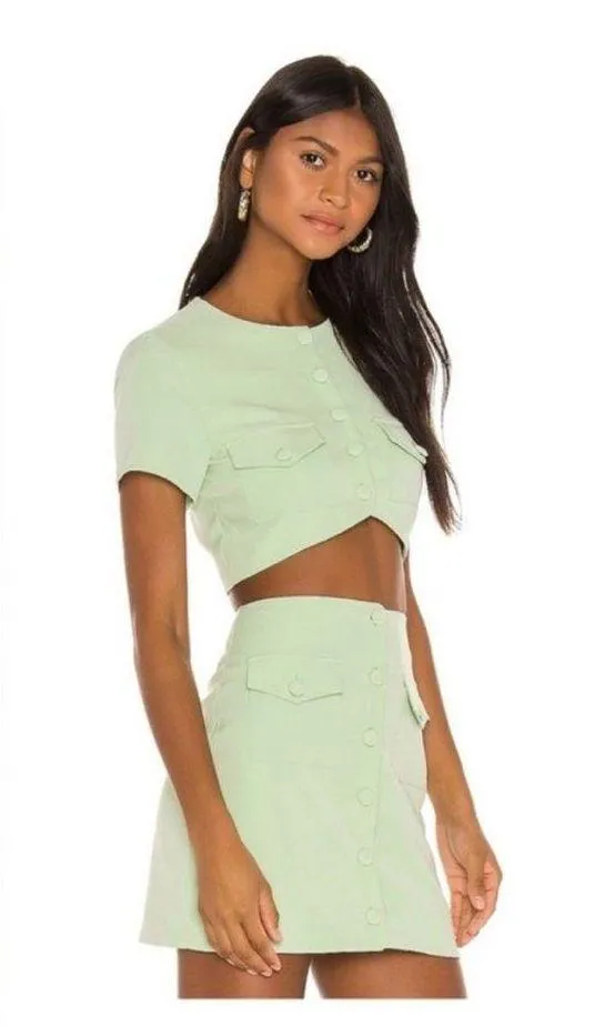 Gala Crop Top & Skirt Set in Green Tea - Image 3