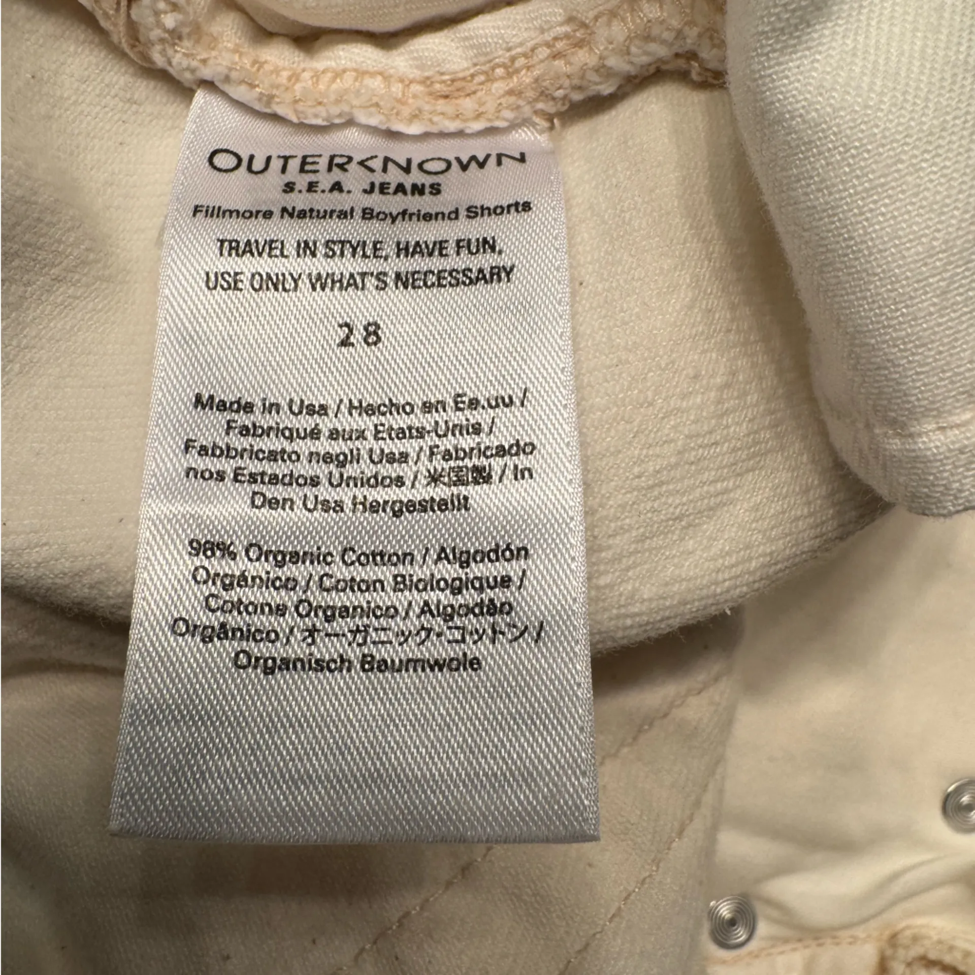 Outerknown Fillmore Boyfriend S.E.A. Women Off White Denim Shorts Size 28 - Image 12