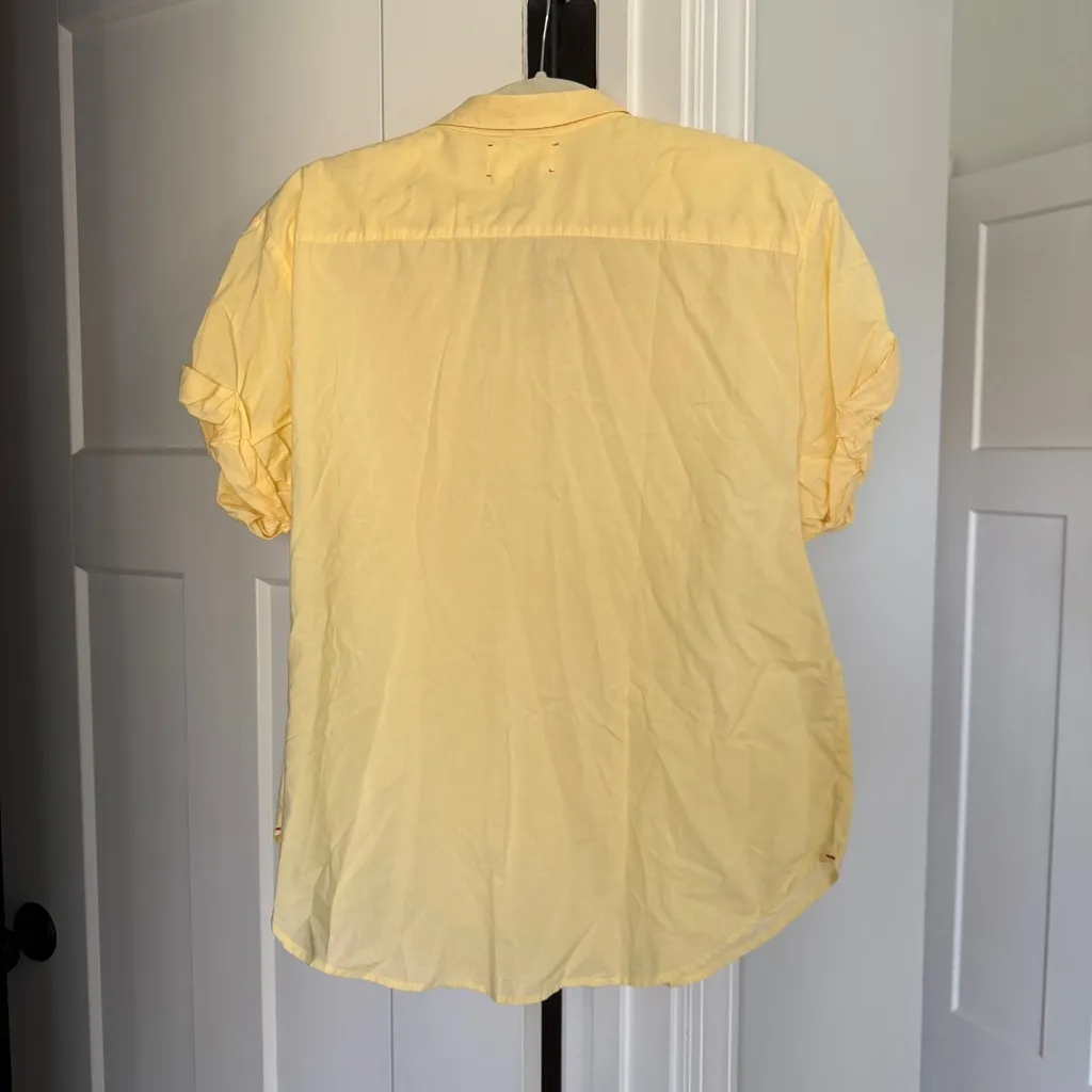 XiRENA Channing Shirt Light Yellow Button Down Short Sleeve Top - Image 5