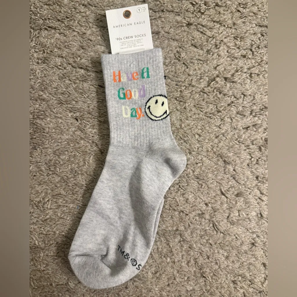 American Eagle AE Have a Good Day & Flower Smiley® Colorful ‘90s Crew Socks Set - Image 3