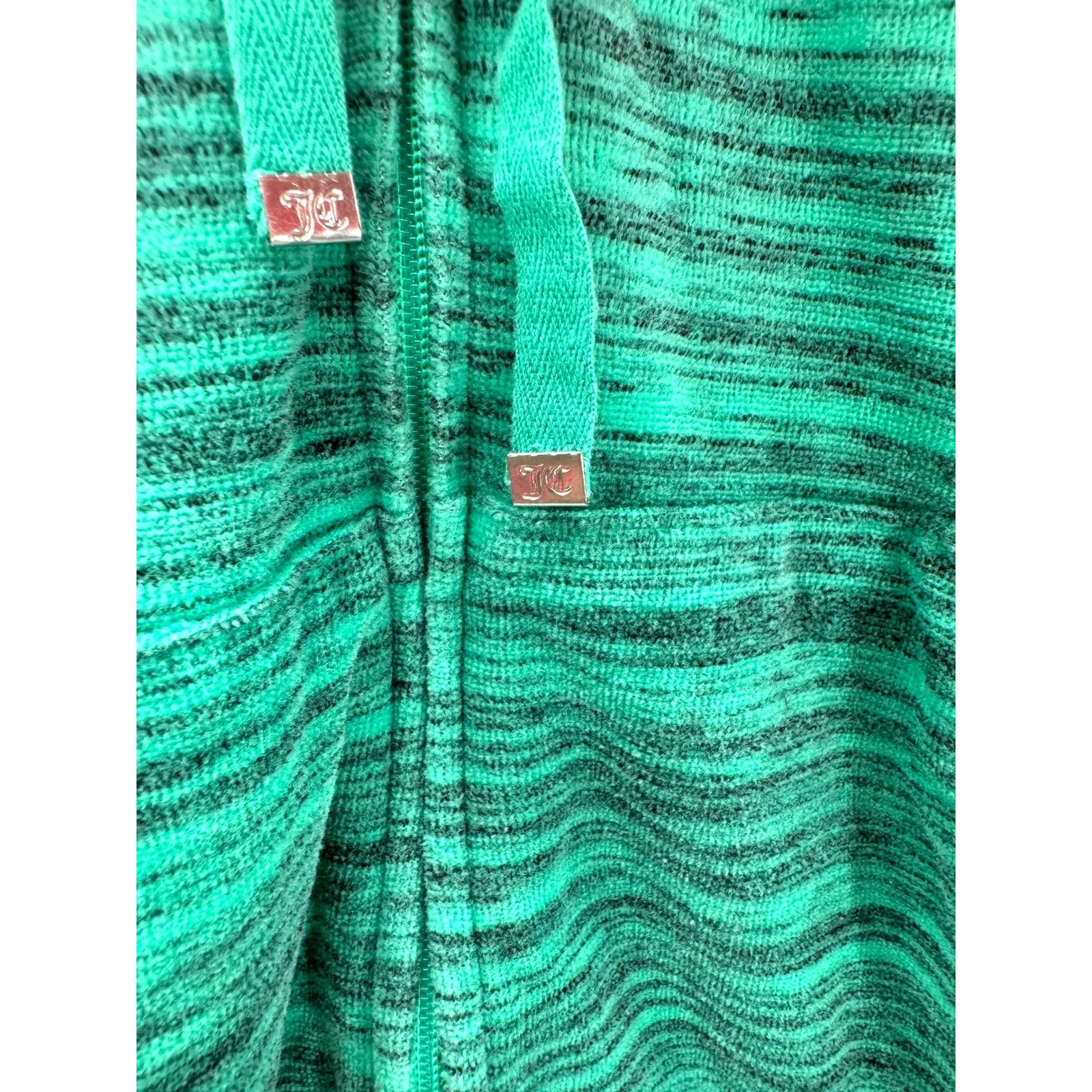 Juicy Couture‎ Green Velour Zip Hoodie Crest Rhinestone Logo Y2K Tracksuit M - Image 2