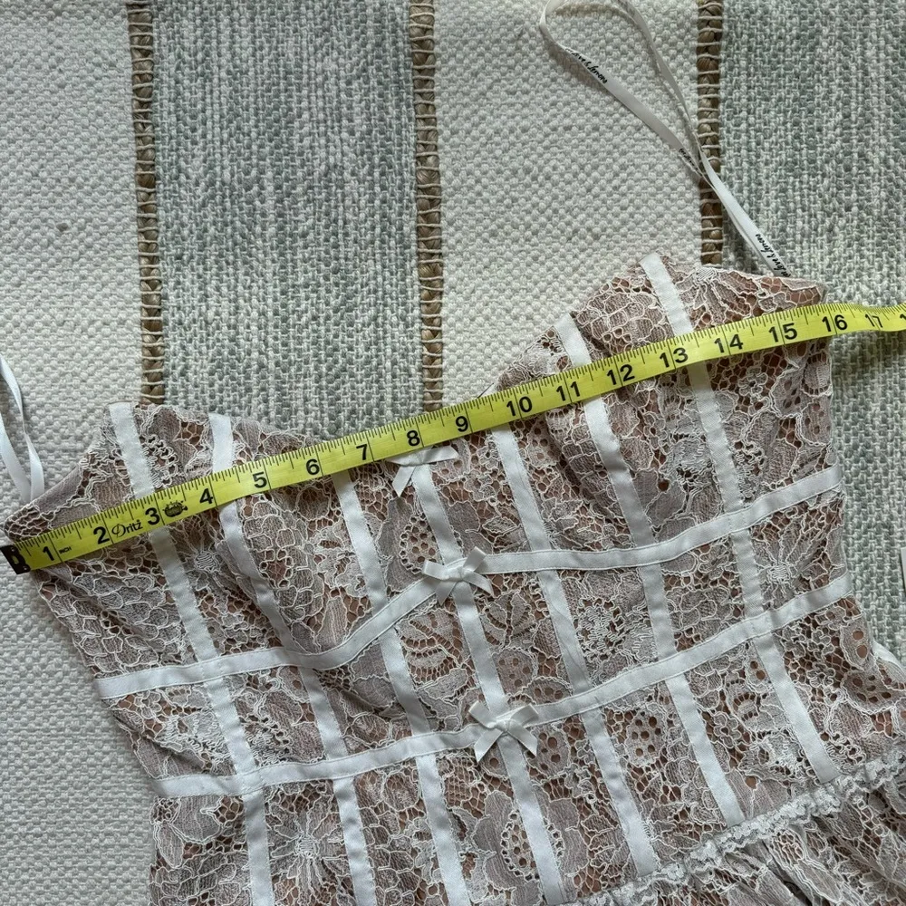 For Love & Lemons Jelena White Tan Lace Strapless Mini Dress Women’s Size Medium - Image 7