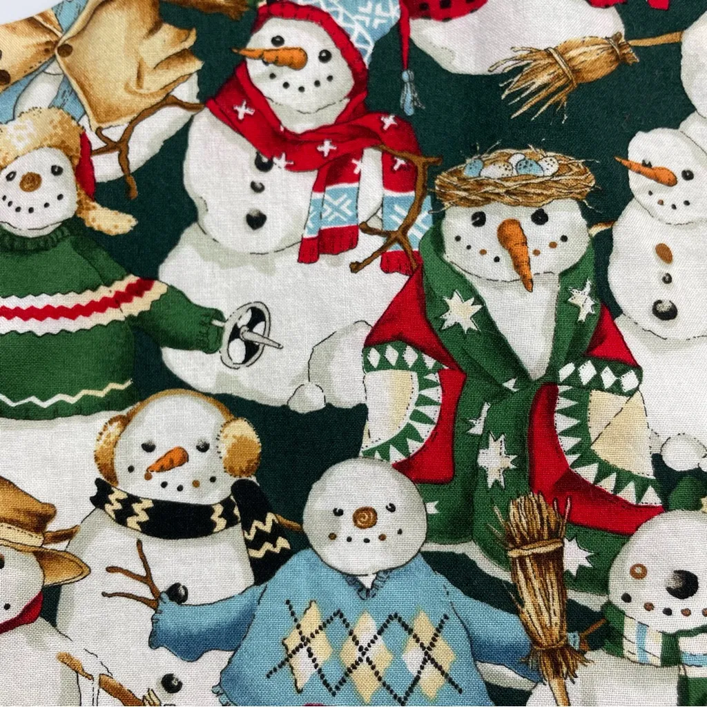 Vintage 90s Holiday Vest Winter Christmas‎ Snowman Women Cotton Print Green Size M - Image 11