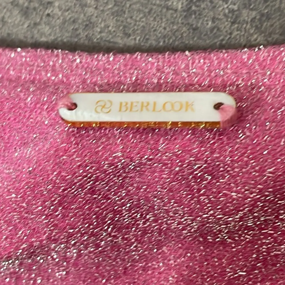 Berlook Shimmer Pink Lurex Cutout One Piece Swimsuit size XL - Image 7