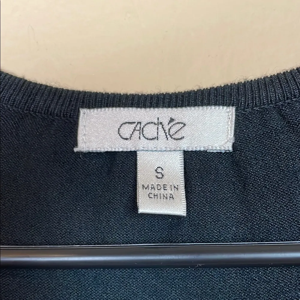 Cache Women’s Boho Beaded Gem Embellished Split Neck Black Tank Top - Image 6