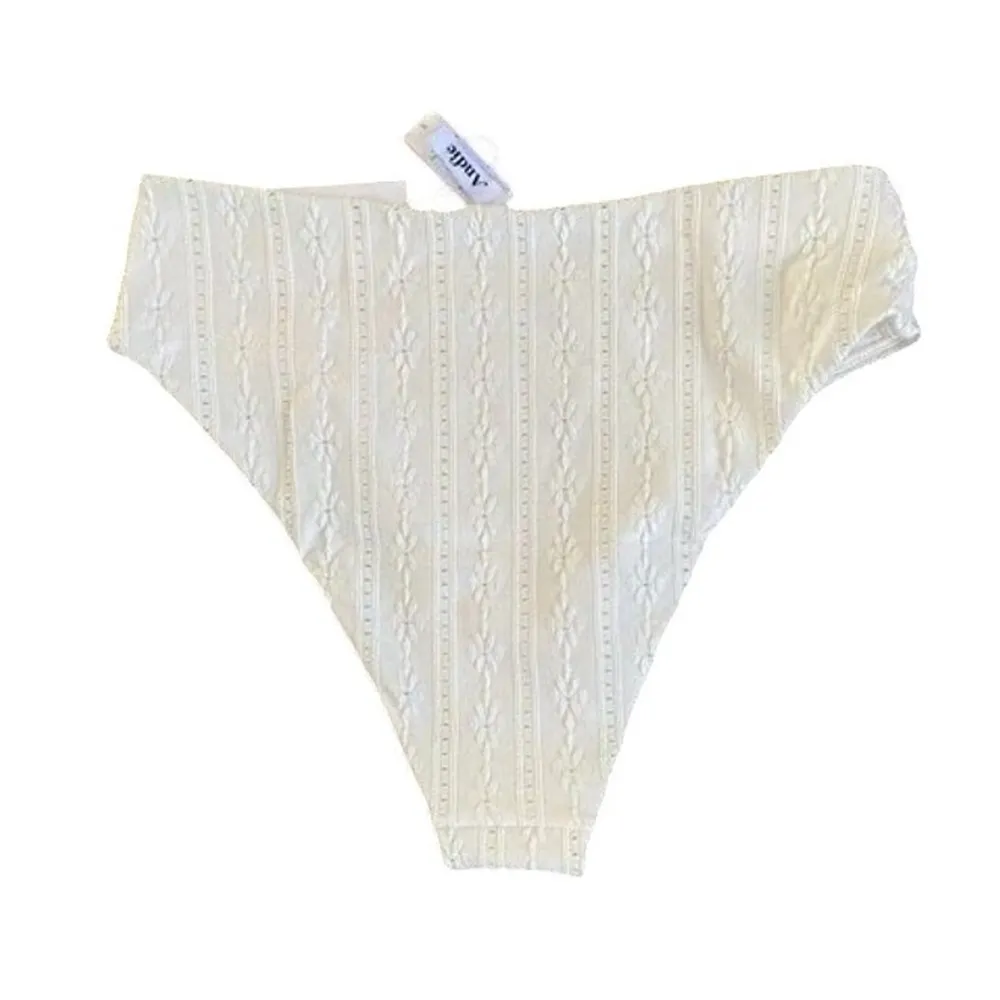 NWT Andie Swim The 90s High Waisted Eyelet Embroidered Bikini Bottom L Coconut - Image 14