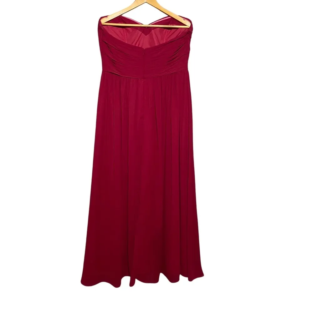 Bill Levkoff Red Formal Dress Chiffon Gown Strapless Prom Bridesmaid Size 16 - Image 2