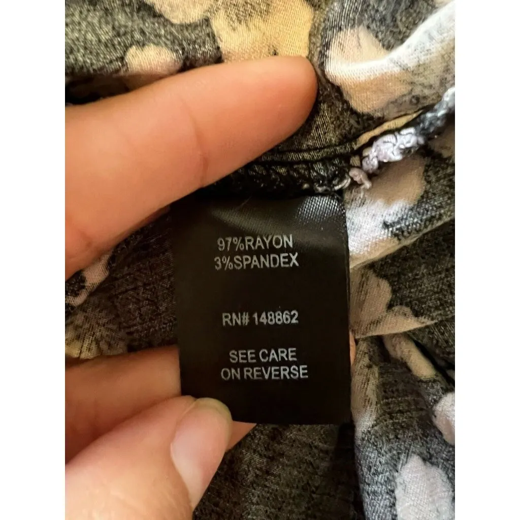 TORRID Cold Shoulder Floral Sun Dress Size 1‎ Black Pink Long Sleeve Flare Beach - Image 9