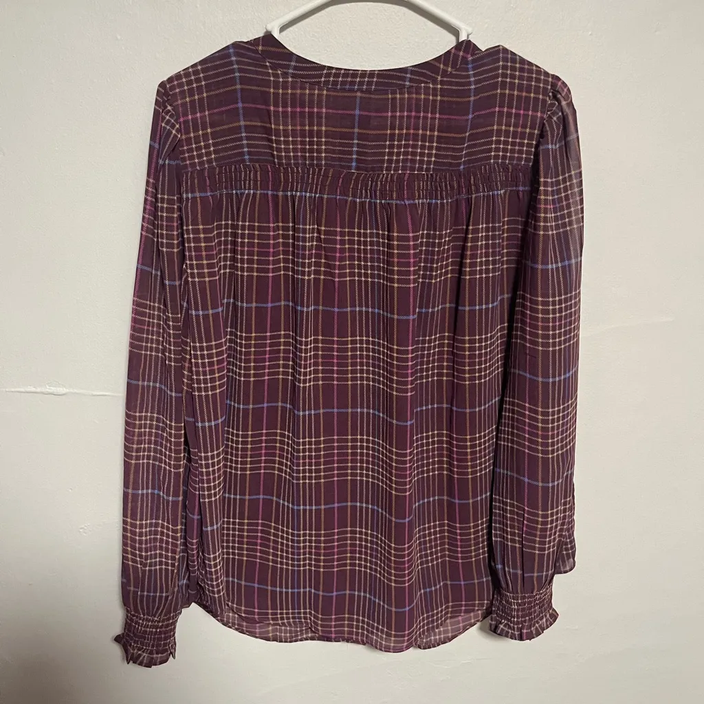 Ann Taylor Burgundy Plaid Blouse - Image 5