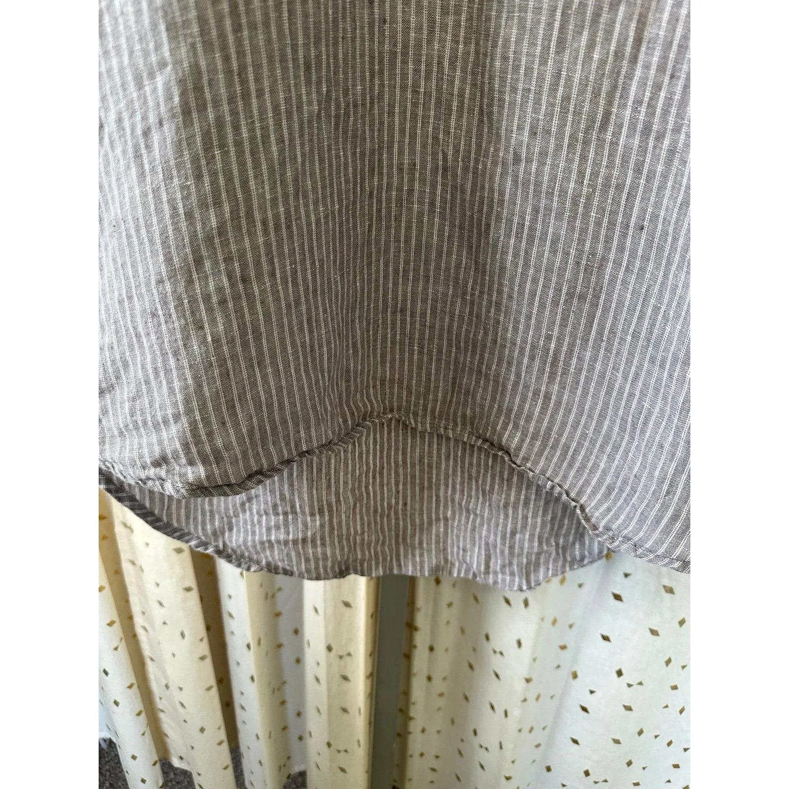 Unbranded Women's 100% Linen Crew Neck Pin Stripe Hi Lo Hem Tunic Blouse S Gray - Image 3