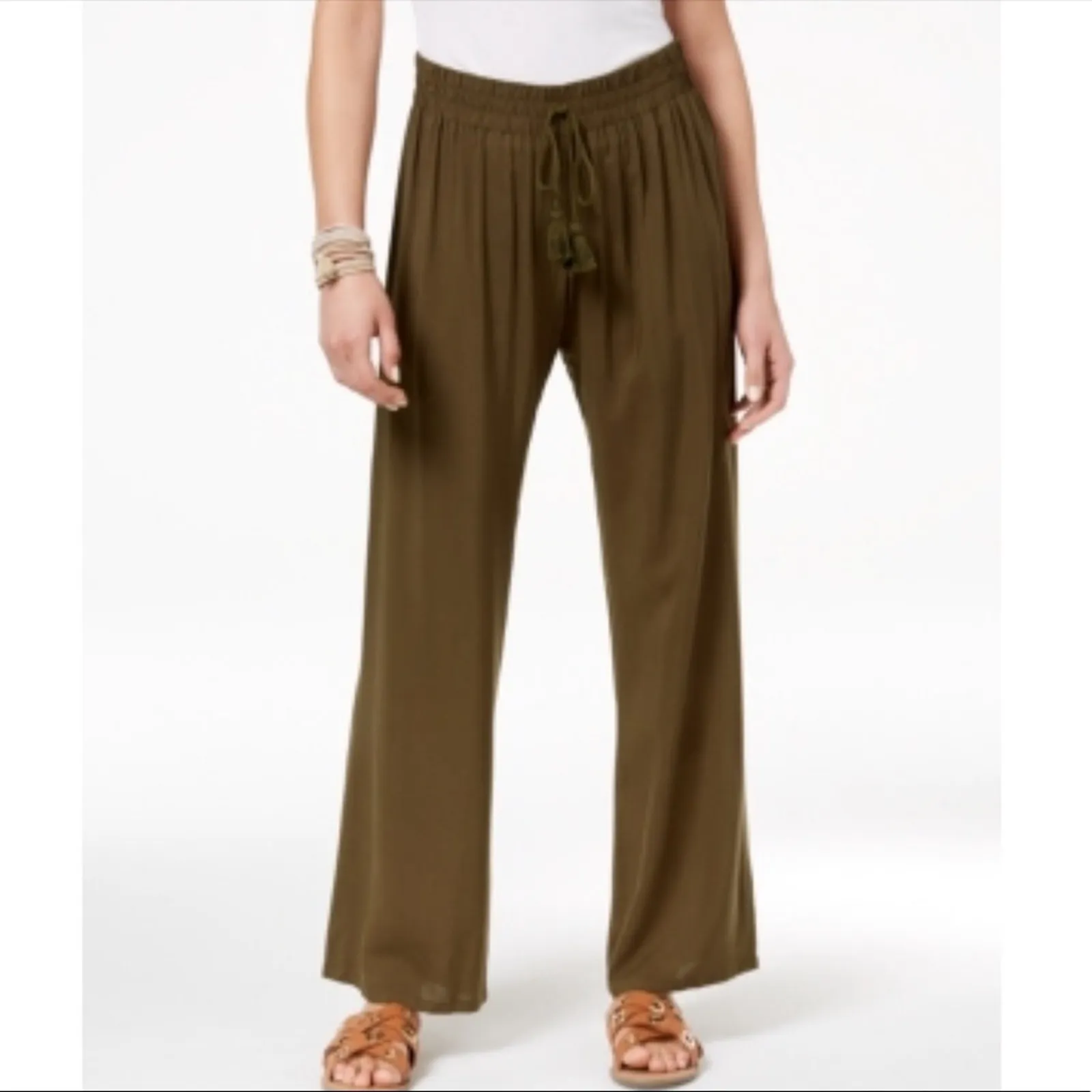 Be Bop Pants Palazzo Green Pull On - Image 2
