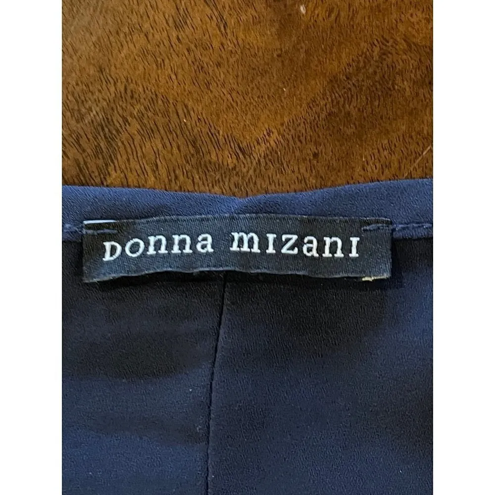 Donna Mizani Navy Blue Crepe Sleeveless Scoop Neckline A Line Low Back Dress‎ S - Image 8