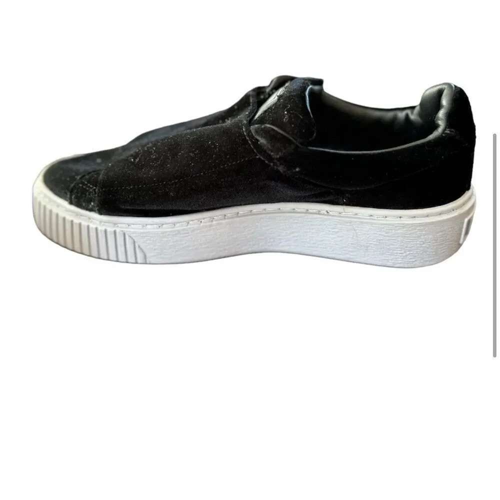 PUMA Women's Basket Platform Strap Sneakers Black Size‎ 7.5 Casual Fashion - Image 2