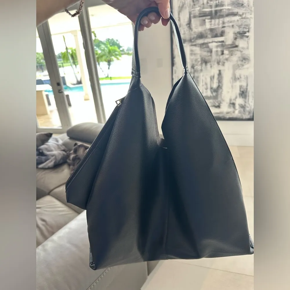 Tote Slouchy Bag and Pouch PU Leather Tote Bag Large Black - Image 6