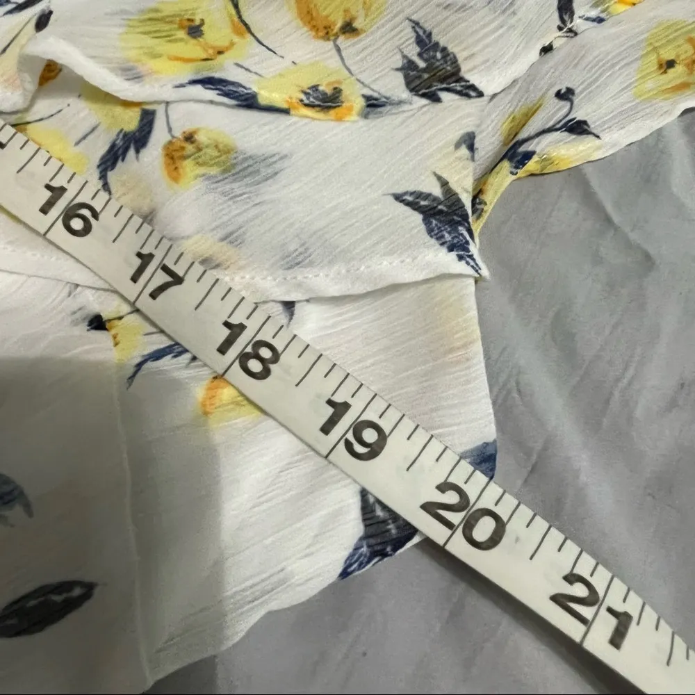 DKNY Midi Yellow Floral V-neck Ruffle Dress Size 12 - Image 13