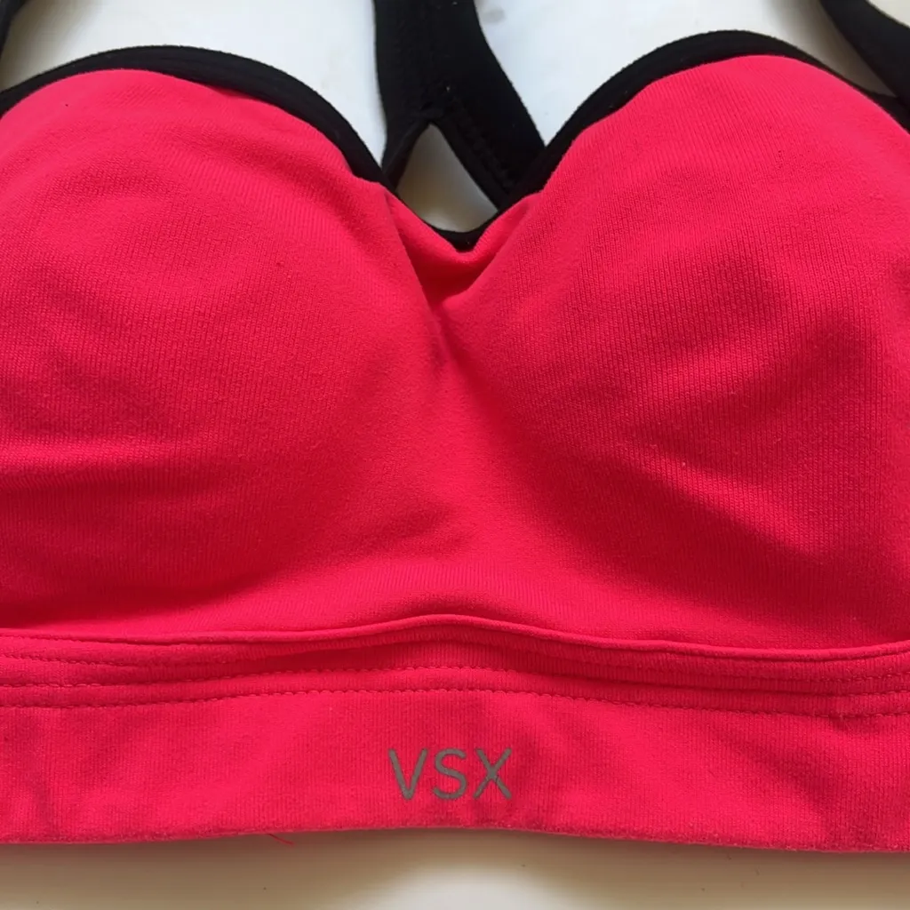 Victoria's Secret Sport VSX Underwire Racerback Sports Bra in Pink Black 32B - Image 3