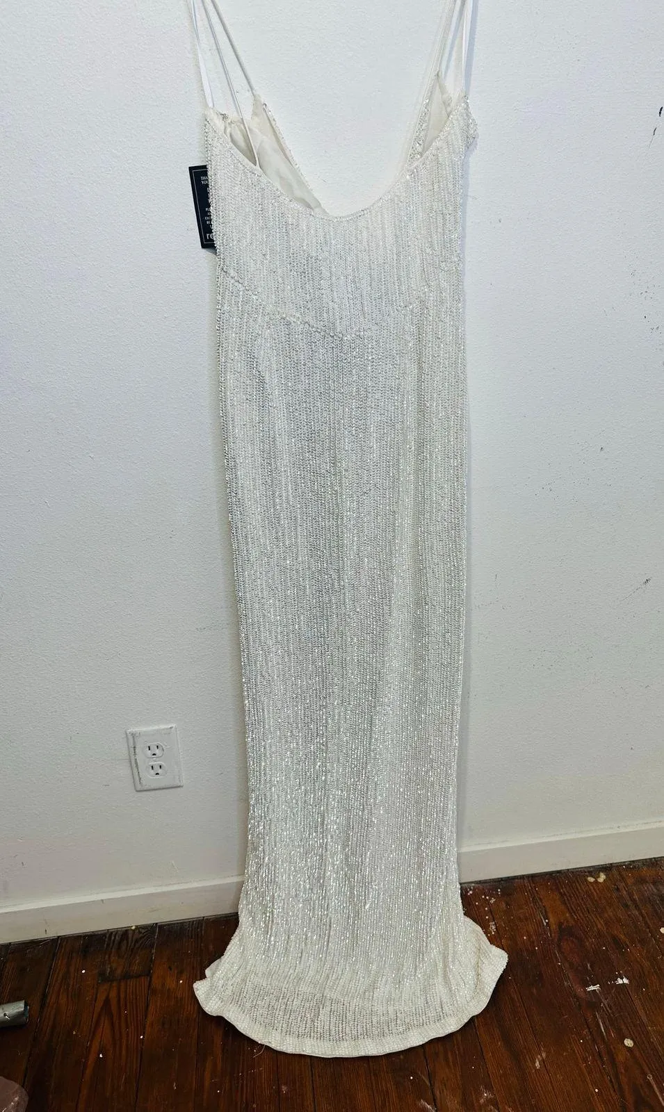 NWT RETROFETE Women's Moonglow White Katya Revolve Sequin Maxi Dress Size Large - Image 7