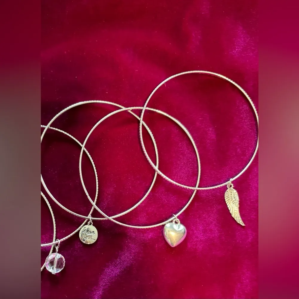 7 Silvertone Bundle of Bracelets with Charms - Image 4