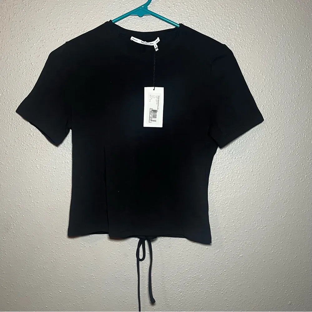 PROENZA SCHOULER WHITE LABEL KEYHOLE T-SHIRT BLACK SIZE SMALL - Image 2