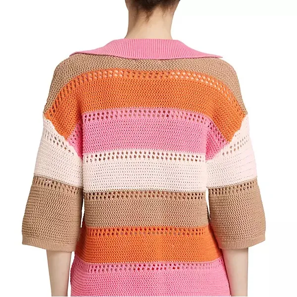 STRIPE POLO SWEATER Pink - Image 3