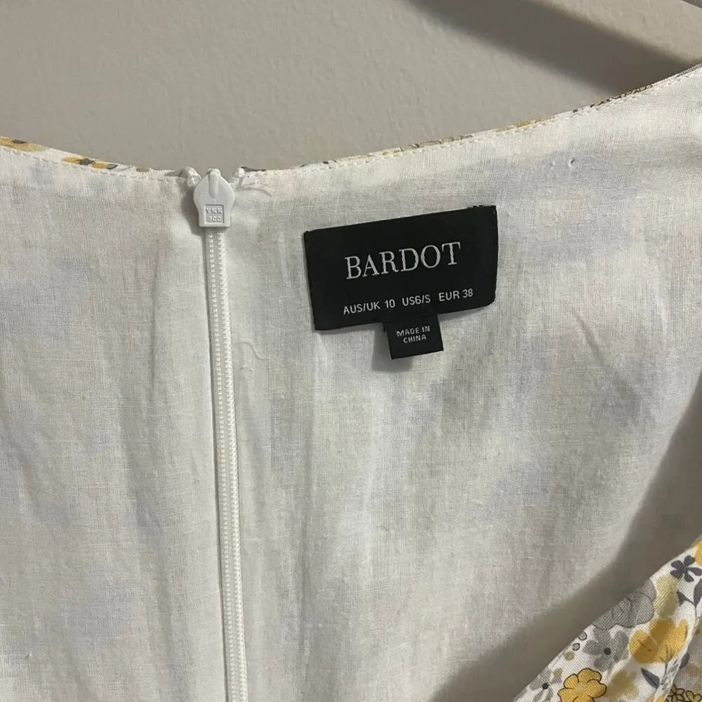 Bardot Cindy Sweetheart Dress Ruched Drawstring Sides Puff Sleeves Floral sz. S - Image 6