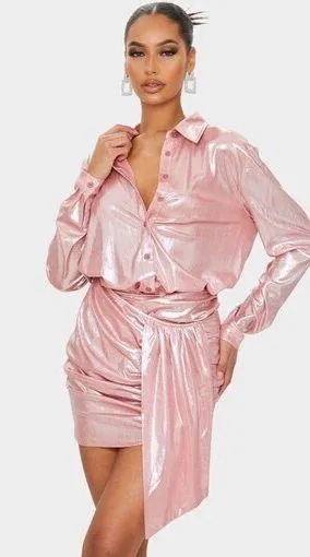 Metallic Wrap Mini Skirt - Image 2