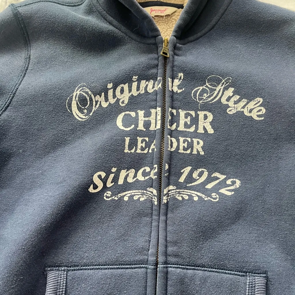 Jeanswest Cheer Leader Sherpa Full Zip Hoodie Women’s Medium Navy Blue Cozy Fit - Image 5