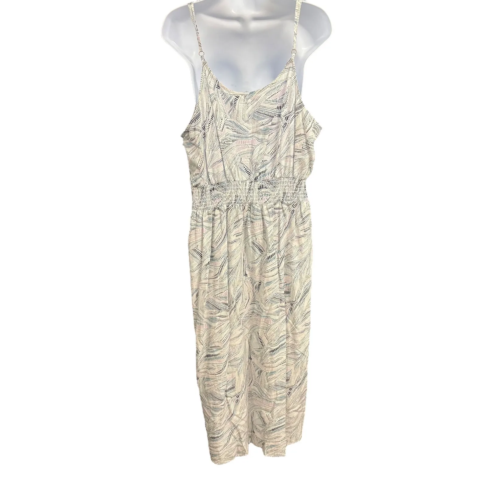 Carve Designs Women's XL Sleeveless Midi Dress White Abstract‎ Tie Waist - Image 2