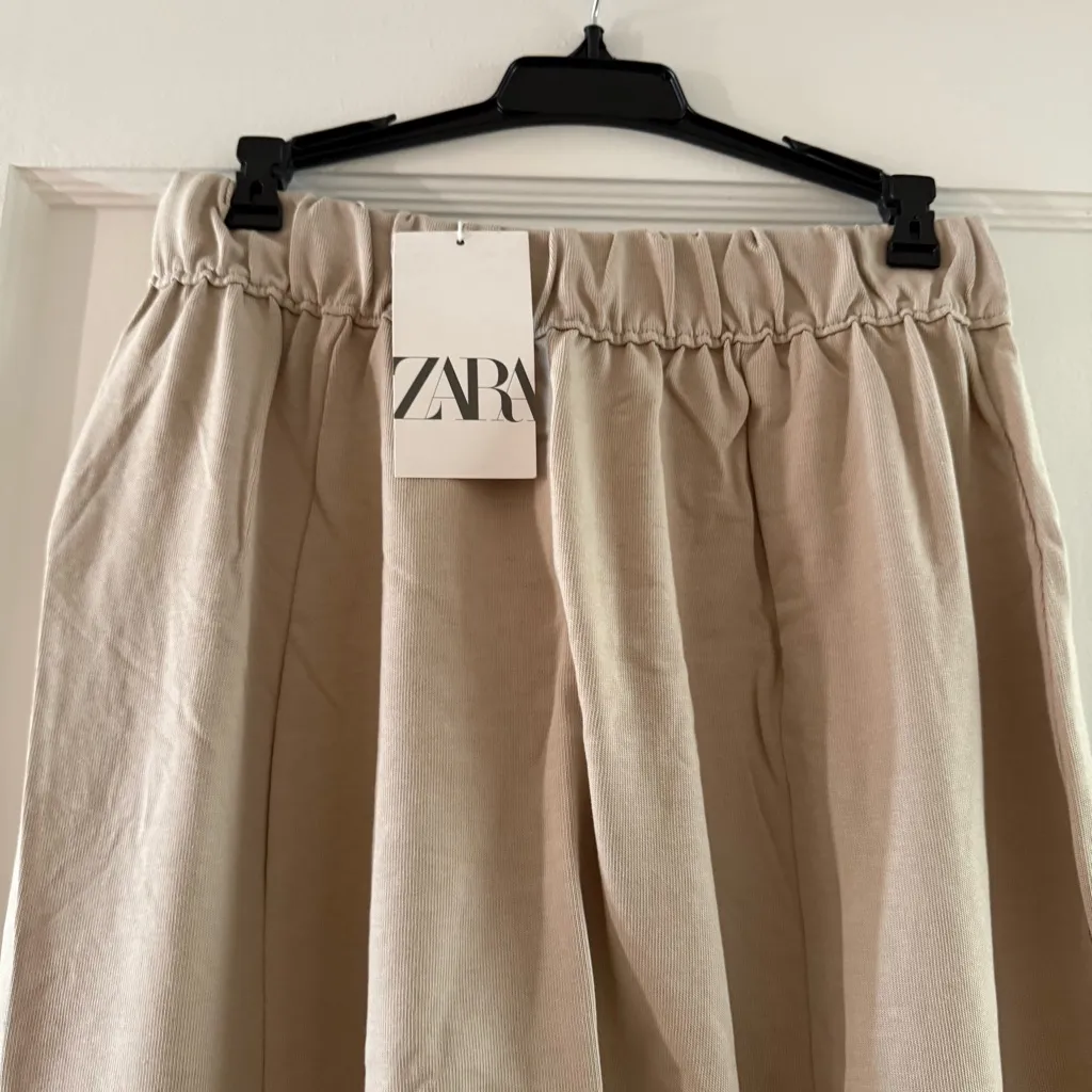Zara Light Tan Beige Relaxed Pull On Jogger Trousers 100% Cotton Size Small NWT - Image 4