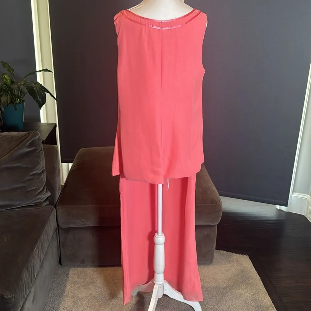 Women’s Chiffon 3 Piece Pants Suit Long Jacket Formal Party Wedding Size 16 NEW Pink - Image 7